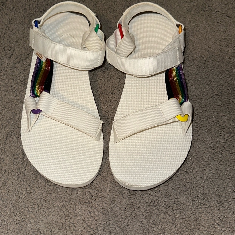 Rainbow/white Tevas